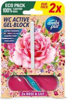 Ambi Pur Aktív Wc Gél Block 2x45g Rose & Lily