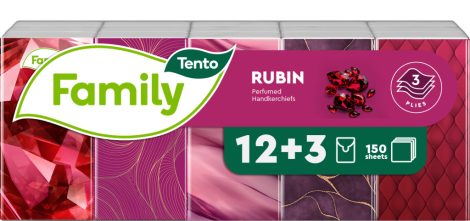 Tento Rubin Red papírzsebkendő, 3 rétegű, 15x10 db/csomag