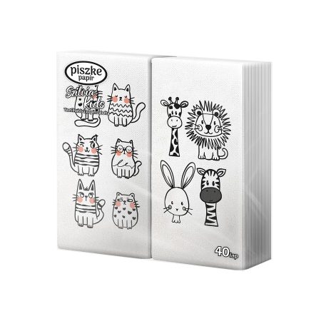 Szilvia Kids 2 rétegű, 2x20 szálas textilhatású papírszalvéta (Fehér)